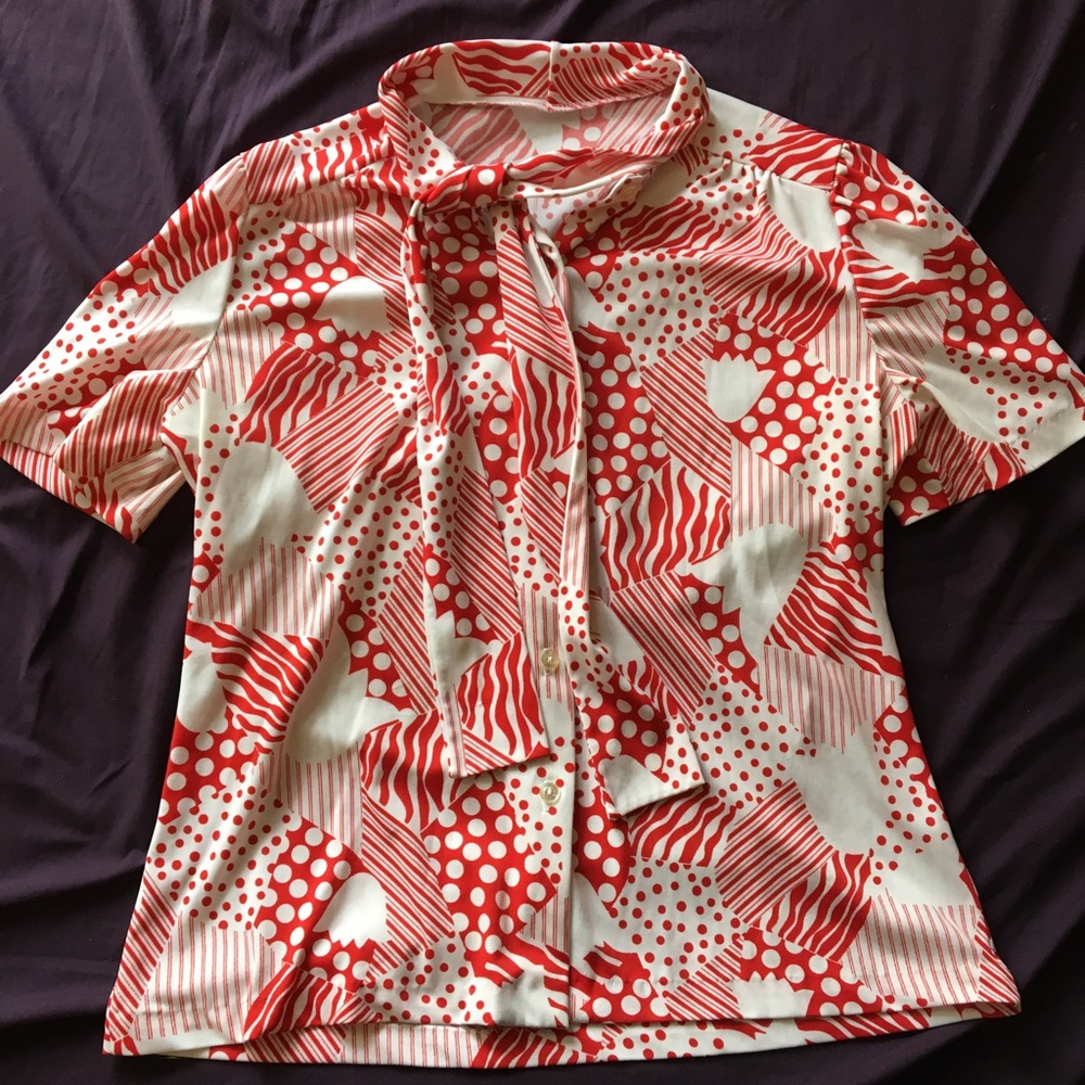 Authentic Vintage Button Down Top with Tie